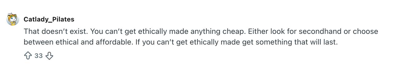 Reddit SustainableFashion conversation